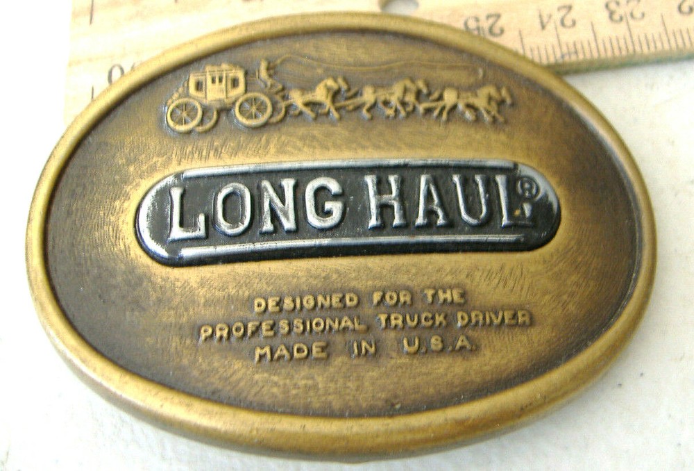 LONG HAUL ~ METAL OVAL BELT BUCKLE ~ DESIGNED FOR THE PROFESSIONAL TRUCK DRIVER