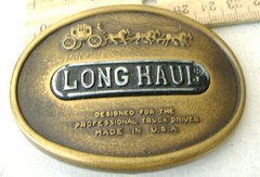 LONG HAUL ~ METAL OVAL BELT BUCKLE ~ DESIGNED FOR THE PROFESSIONAL TRUCK DRIVER