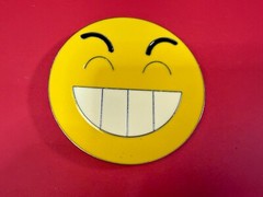 Grinning Smiley Face Yellow Emoji Funny Cool Novelty Round Large Belt Buckle