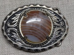 vintage AGATE belt buckle SOUTHWESTERN cowboy POLISHED STONE gemstone rock