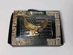 Montana Silversmiths Men&rsquo;s Soaring Liberty Black & Gold Buckle A952 New-Open Box