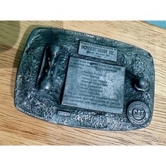 Vintage 1992 Caterpillar CAT Road Builders Belt Buckle Norscot Group Inc Pewter