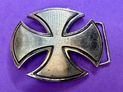 Maltese Iron Cross Religious Gothic Punk Vibe Silver Color Cutout Belt Buckle