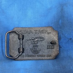 vintage 70s STAR TREK BRASS BELT BUCKLE lee jeans spock kirk sci fi movie 80s