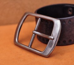 Retro Silver Center Bar Belt Buckle for Leather Belt Replacement Fit 40mm Strap