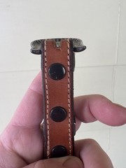Douglas Magnus 4 Piece Sterling Silver Santa Fe Buckle Brown Leather Belt