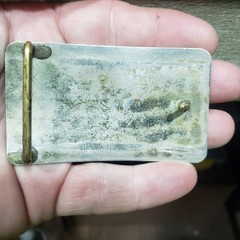 Vintage German Silver Semi Truck Belt Buckle Engraved Brass Tone Big Rig Men