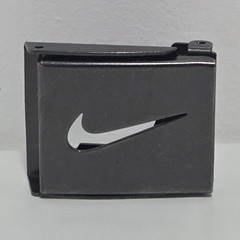 Nike Black Metal Swoosh Logo Belt Buckle & Beer Opener, Rectangular. 2&Prime;x 1 3/4&Prime;