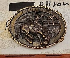 1980 Brass All Around Cowboy Oklahoma Western Bucking Horse Belt Buckle