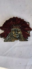 Vintage Native American Indian Chief Head Headdress Belt Buckle Metal 70s 4&Prime;
