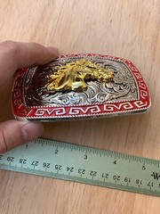 Western Buckle Gold Silver Red Horse Head Buckle Cowboy 2 » Hebillas Vaqueras