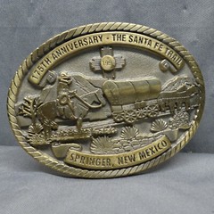 1996 Creative Casting Denison 175TH ANNIVERSARY SANTA FE TRAIL BELT BUCKLE BRASS