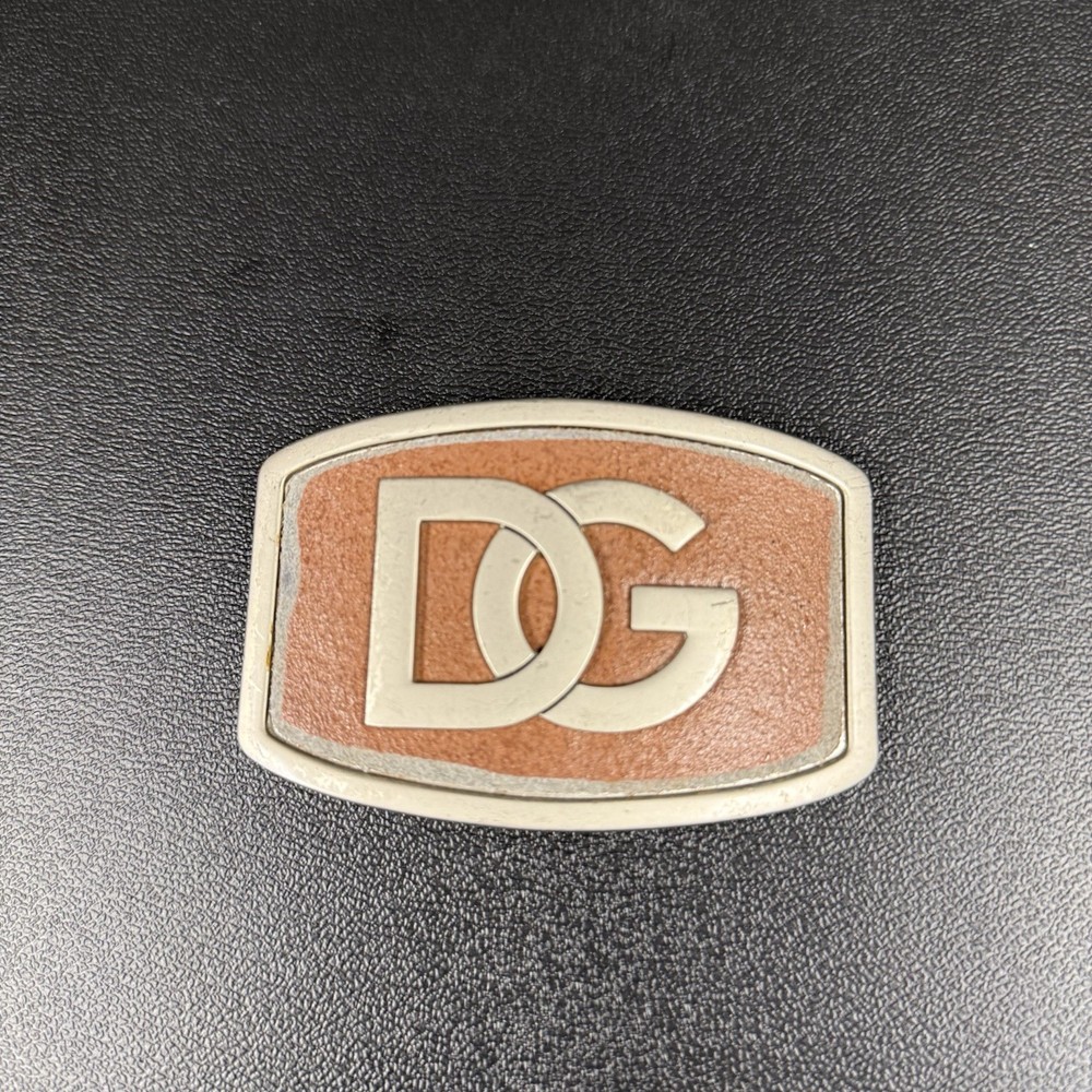 Dolce & Gabbana D&G Logo Silver Colored Brown Tone Metal Belt Buckle Clasp