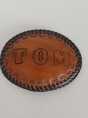 LEATHER BELT BUCKLE WITH NAME TOM