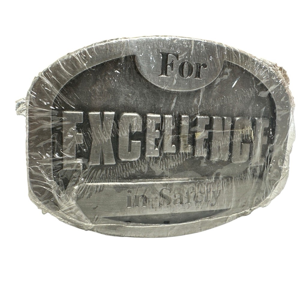 Vintage NOS For Excellence In Safety Lab Safety Supply Pewter Tone Belt Buckle