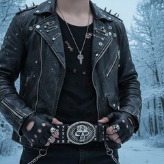 Men / Women Buckle Silver Skull Skeleton Halloween Black Big Oval Gothic Rocker