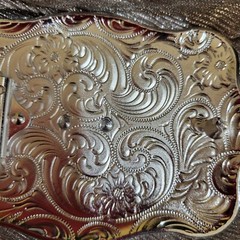 Running horse Western belt Buckle Rose Tone silver 1.5 2 » belt 4.5 x 3.5 inch