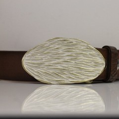 Gold Belt Buckle With Organic Texture Elegant Oval Belt Buckle