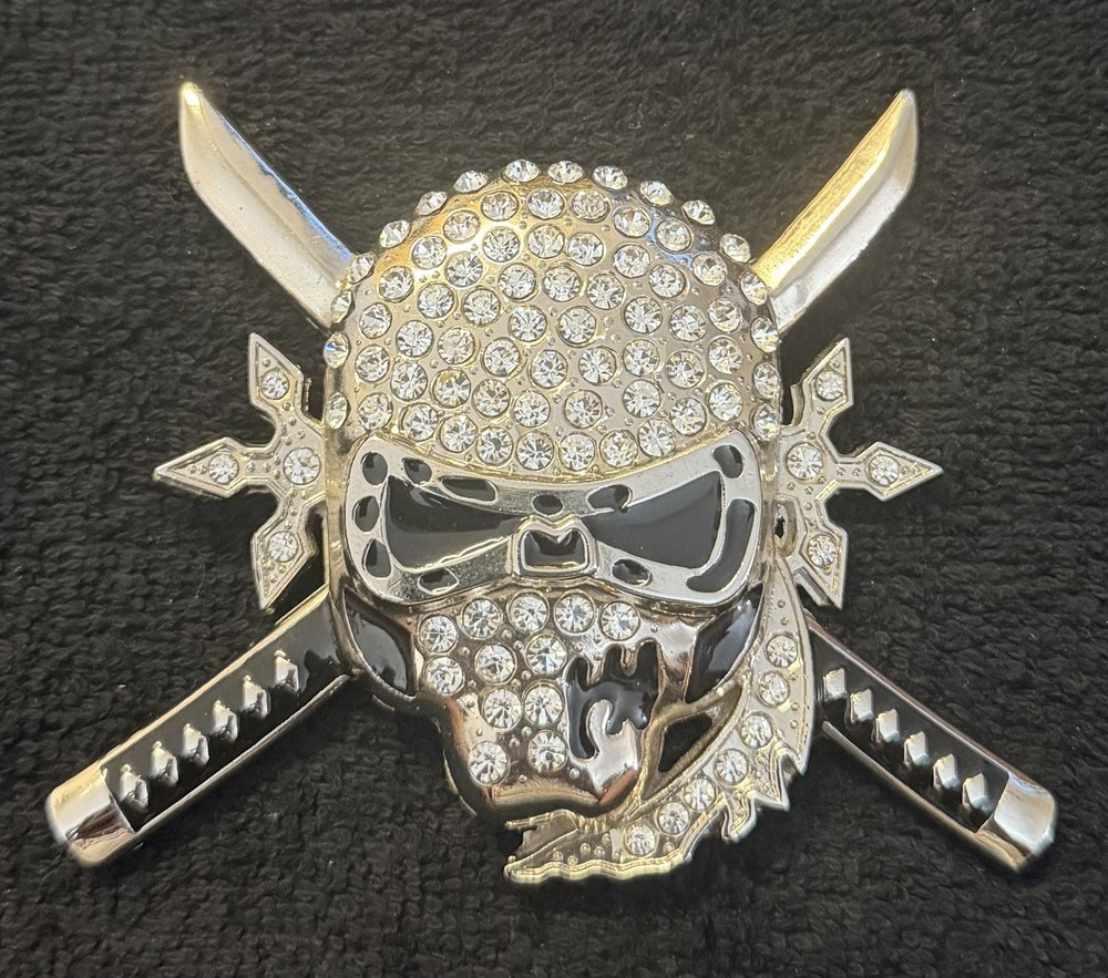 Skull Crossbones Belt Buckle Rhinestone Western Country Rocker Raiders
