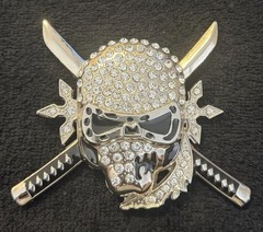 Skull Crossbones Belt Buckle Rhinestone Western Country Rocker Raiders