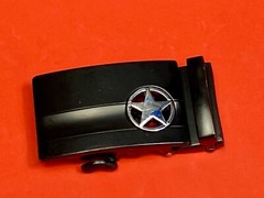 Star Military? Black And Silver Color Vintage Belt Buckle Marked NN
