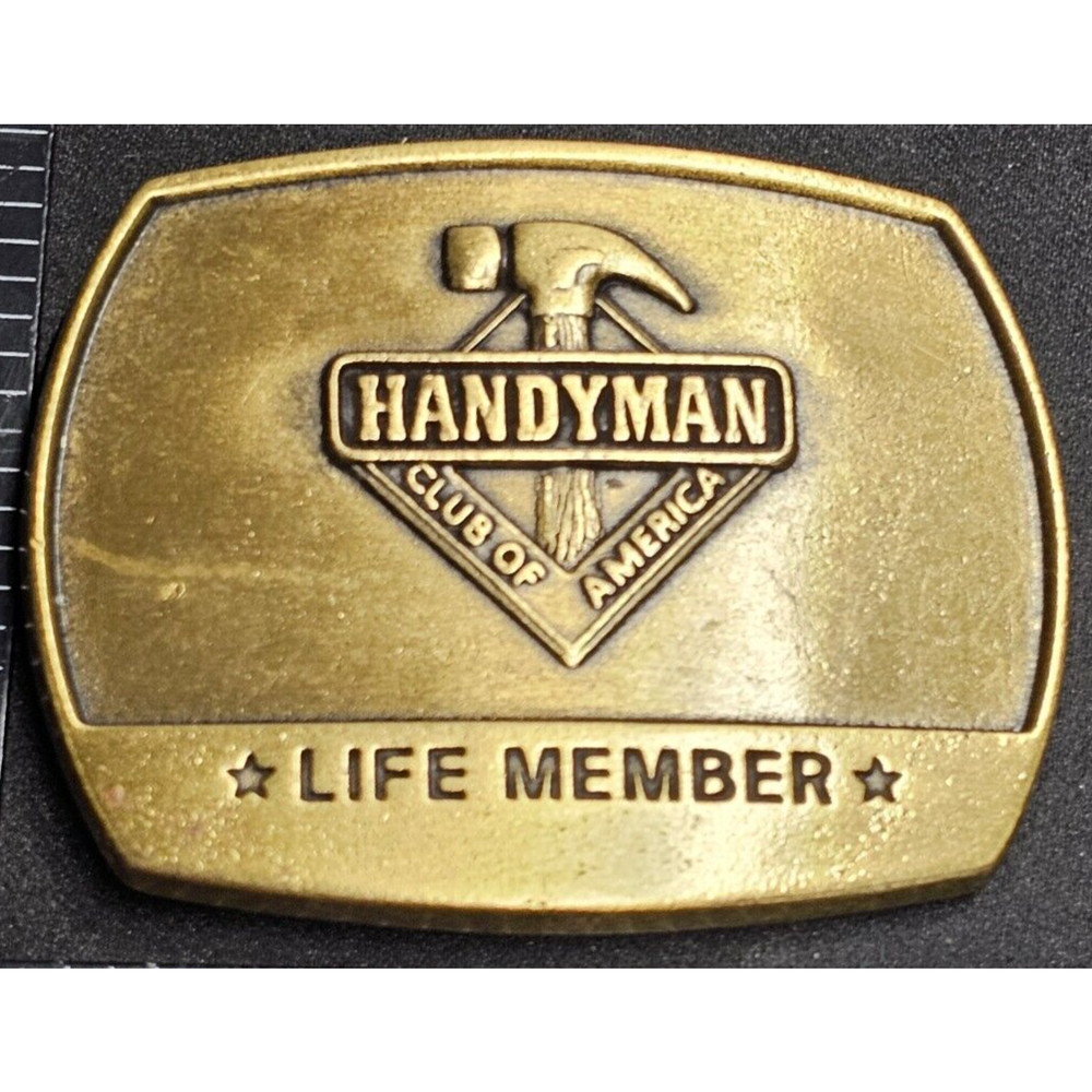 Vintage 1996 Handyman Club of America Life Member Belt Buckle Solid Brass