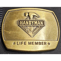 Vintage 1996 Handyman Club of America Life Member Belt Buckle Solid Brass