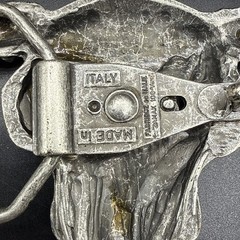 Texas Longhorn Steer Cow Skull Vintage Western Belt Buckle 6” Made In ITALY