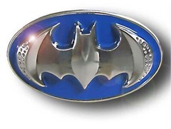 Batman 3d belt buckle Halloween Costume BLUE SILVER RHINESTONES DC Comics Men