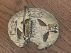 Lucky Horseshoe Belt Buckle with Gold Tone Metal Serial Number 9137 Western USA