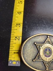 JTBW Industries Belt Buckle Antique Brass 3.5&Prime; Sheriff Star Solid Brass Enamel