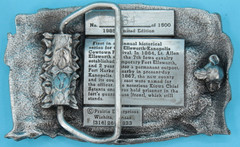 VTG 80s Ellsworth Kanopolis Kansas Cowtown Festival Western Belt Buckle