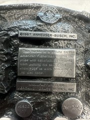 Vintage Anheuser Busch The American Fisherman Belt Buckle Beer Fishing 1978