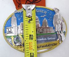 2019 Austin Half Marathon Belt Buckle w Lanyard Ribbon Running Texas Finisher