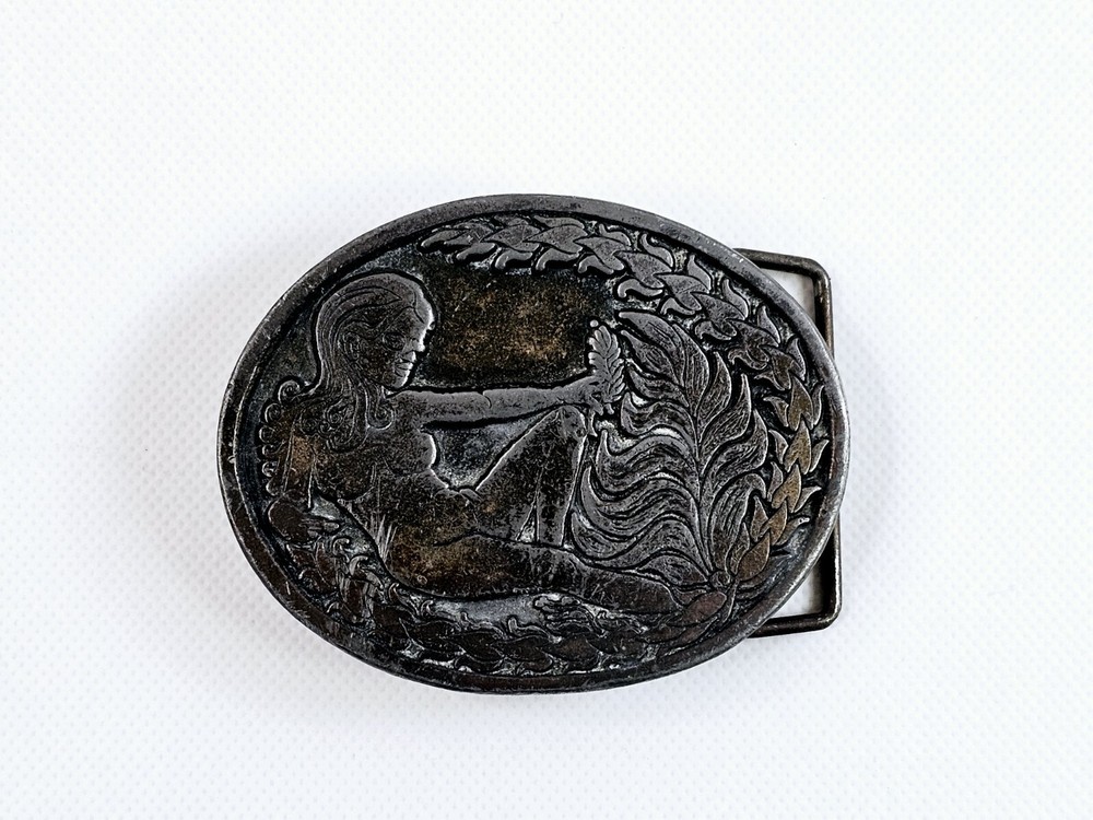 CDC Metalworks Belt Buckle Nude Woman Risqué Eve Garden Of Eden Made In USA Vtg