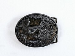 CDC Metalworks Belt Buckle Nude Woman Risqué Eve Garden Of Eden Made In USA Vtg