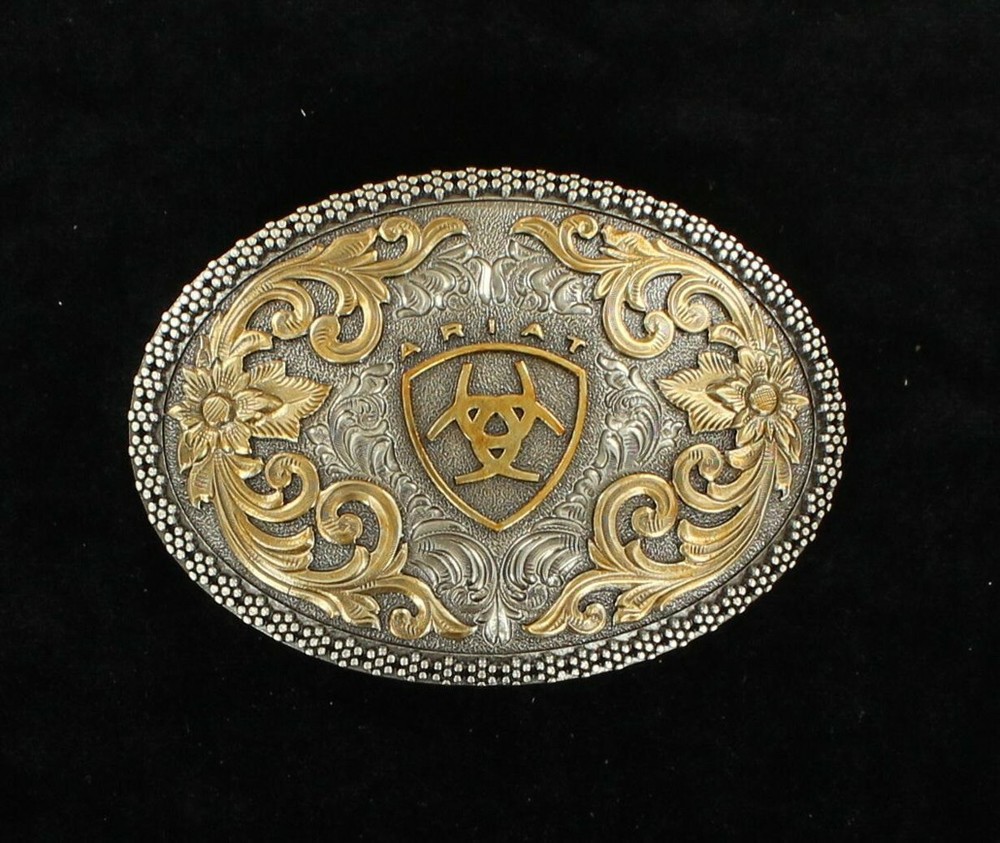 Ariat Antique Silver Gold Shield Oval Logo A37005