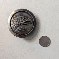 Vintage 70s Round Eagle Head Belt Buckle
