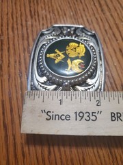 VTG. Freemasons, Masonic, Shriners and Scottish Rite Belt Silver Buckle USA