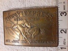 Vintage, Pony Express, St. Joe To Sacramento, Belt Buckle, excellent condition