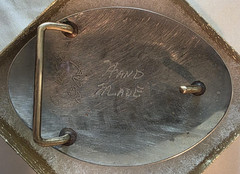 Vintage Metal Belt Buckle, Brass and Silver, Bull, Steer, Cedar Creek Ranch