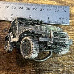 Vintage 1978 « 4×4 » 3D Pewter Jeep Bergamot Brass Works Belt Buckle # J-39