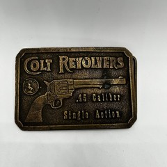 Vintage Colt Revolvers .45 Caliber Single Action Brass Belt Buckle Western Gun