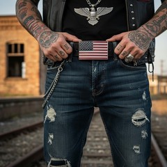 Men Women Silver Metal Western Belt Buckle United States America Flag USA July 4