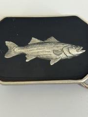 Bill Callahan Belt Buckle Wildlife In Pewter Vintage Silver Tone Fish Signed