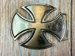 Maltese Iron Cross Religious Gothic Punk Vibe Silver Color Cutout Belt Buckle