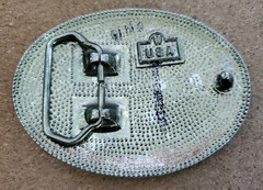 Belt Buckle Flying Eagle w/Fish W Mark Made In USA Oval 3 3/4&Prime; x 2 1/2  » VTG