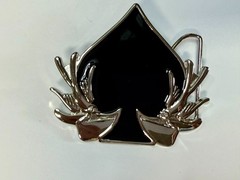 Spade Playing Cards W/ Birds Cutout NOS 2005 Hunters Vegas Baby! Belt Buckle