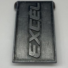 Excel Belt Buckle Metal Pewter tone Raised Lettering Made in USA Vintage