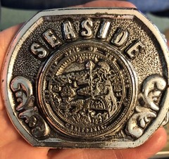 Seaside California (state collector series) belt buckle 1987 Silver Plate